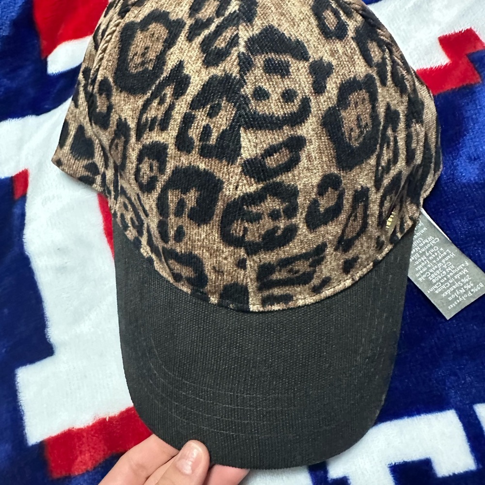 Vince Camuto Animal Print Cap with Black Brim
